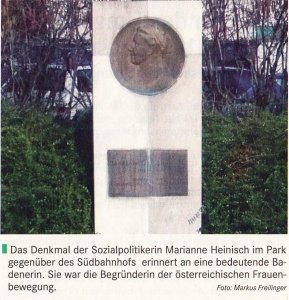Marianne Heinisch Denkmal in Baden bei Wien